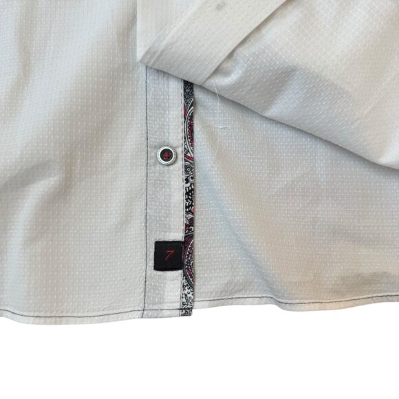 NWOT 7 Downie St Button Down Shirt Mens Size 5 Large Flip Cuff Textured White - Picture 8 of 10